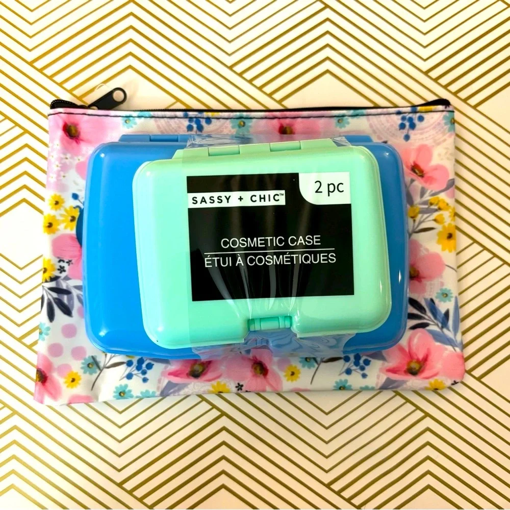 Two Small size cosmetic cases and zipper bag